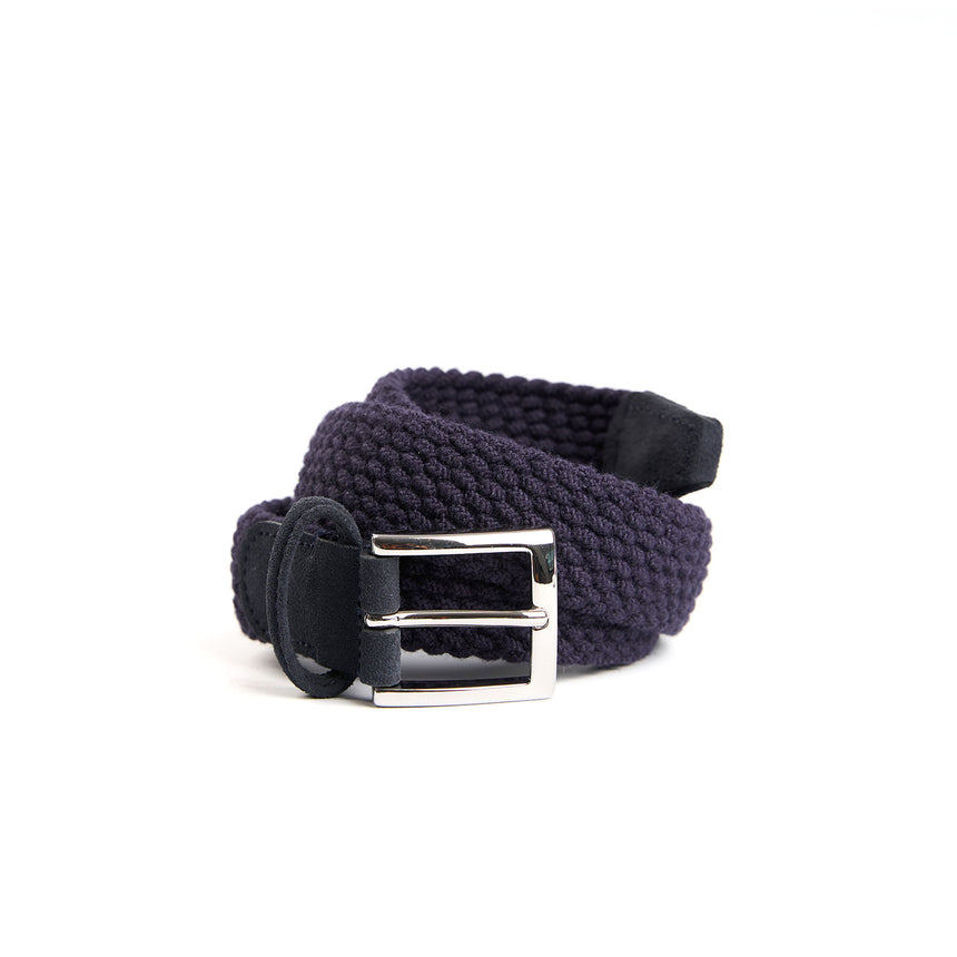 DARK BLUE WOVEN BELT IN WOOL