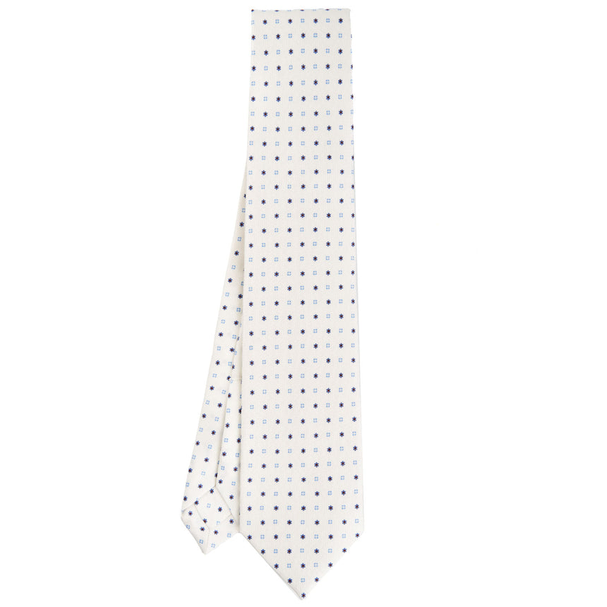 WHITE 7 FOLD SARTORIAL SILK TIE