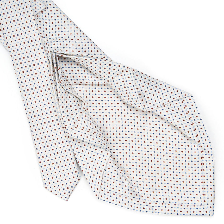 WHITE 7 FOLD SARTORIAL SILK TIE