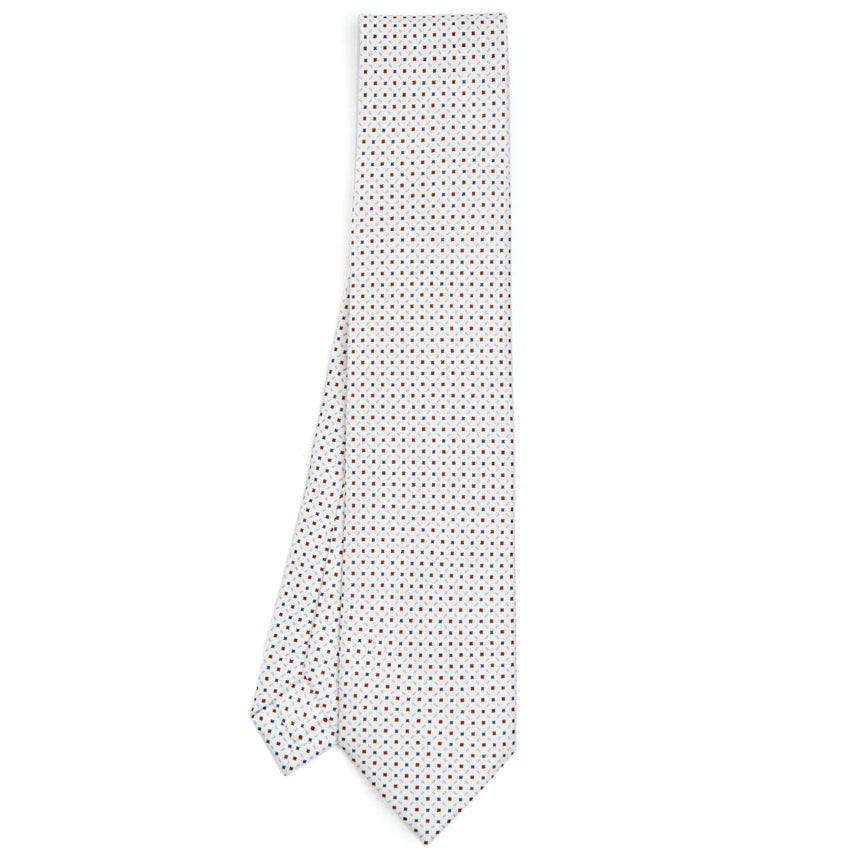 WHITE 7 FOLD SARTORIAL SILK TIE