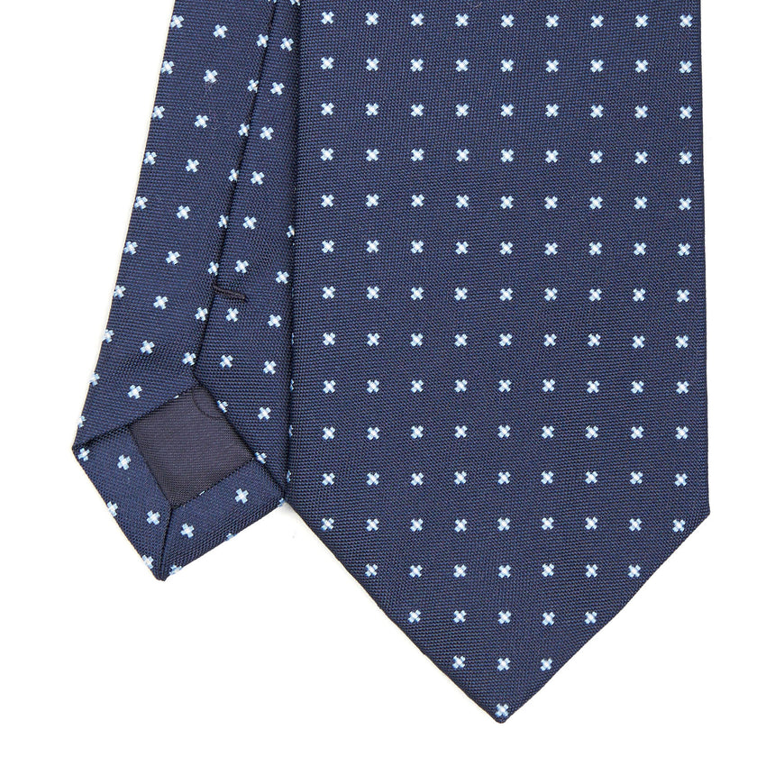 CRAVATTA SARTORIALE IN SETA JACQUARD BLU SCURO