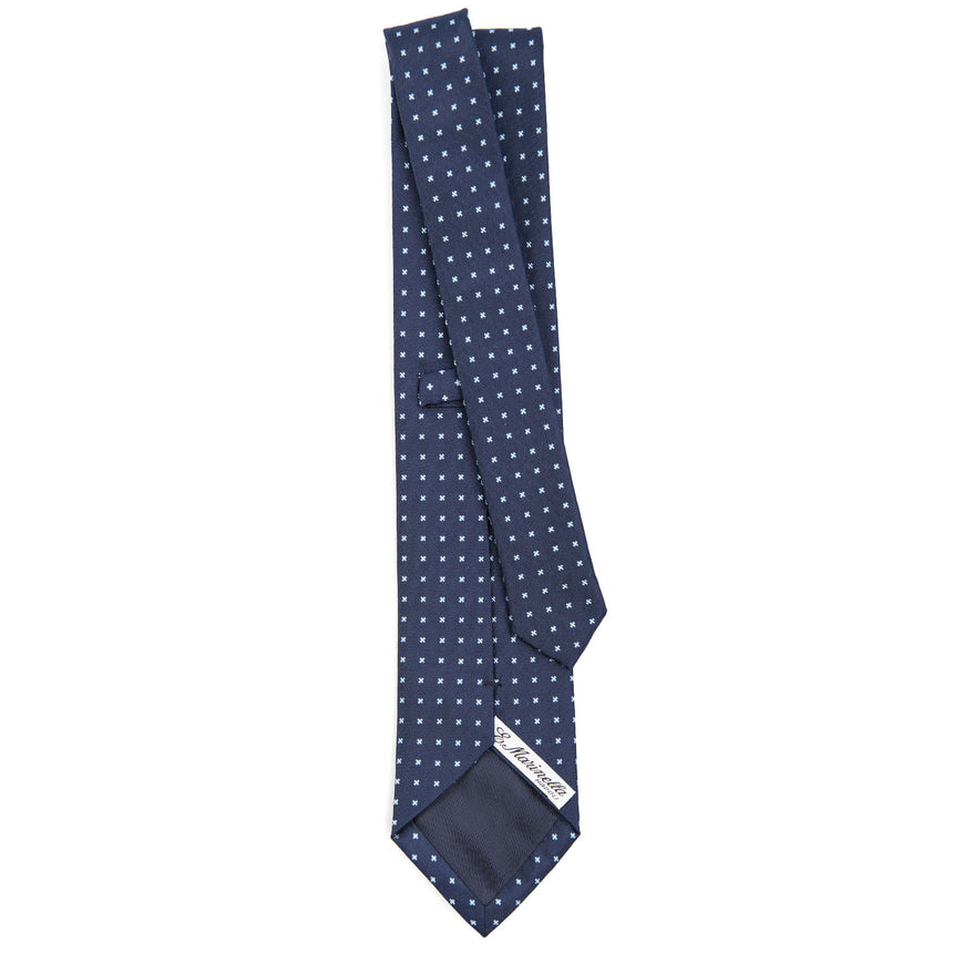 CRAVATTA SARTORIALE IN SETA JACQUARD BLU SCURO