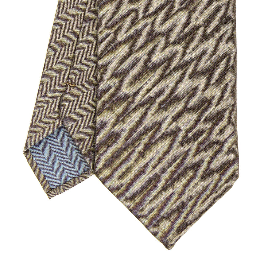 LIGHT BROWN POWDER BLUE CLASSIC UNLINED WOOL TIE