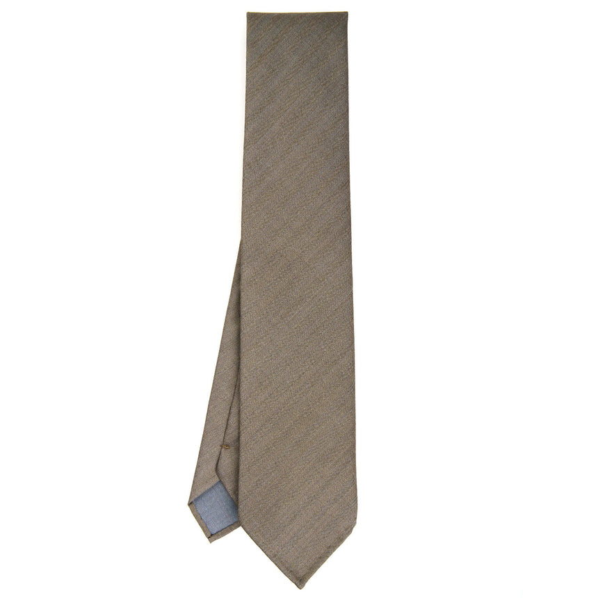 LIGHT BROWN POWDER BLUE CLASSIC UNLINED WOOL TIE