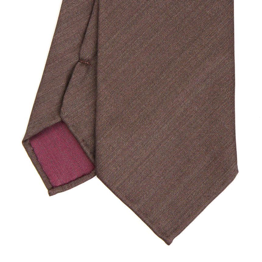 DARK BROWN AND BURGUNDY CLASSIC UNLINED WOOL TIE