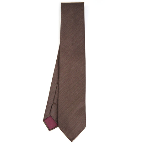 DARK BROWN AND BURGUNDY CLASSIC UNLINED WOOL TIE