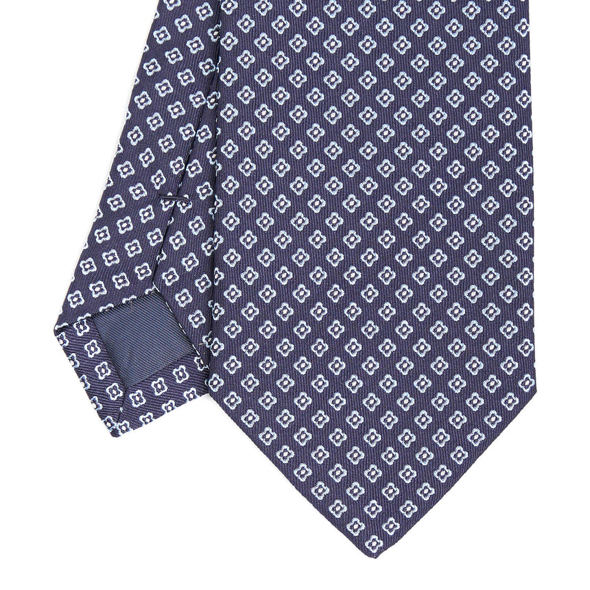 CRAVATTA SARTORIALE IN SETA JACQUARD BLU SCURO