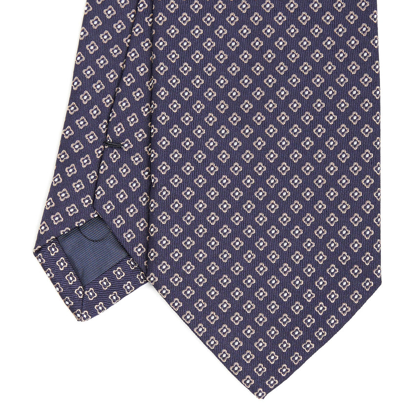 CRAVATTA SARTORIALE IN SETA JACQUARD BLU SCURO