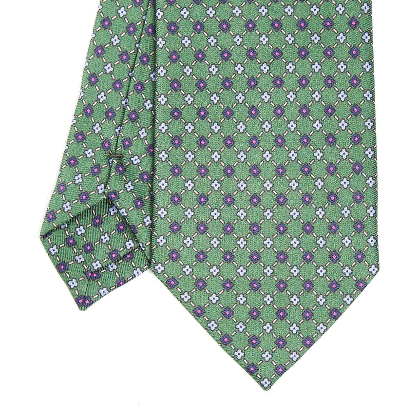 DARK GREEN SILK AND ORANGE FIBER TIE