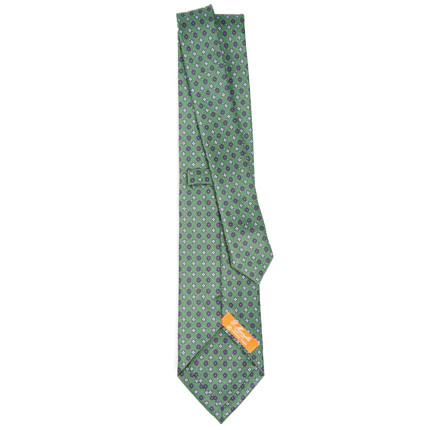 DARK GREEN SILK AND ORANGE FIBER TIE