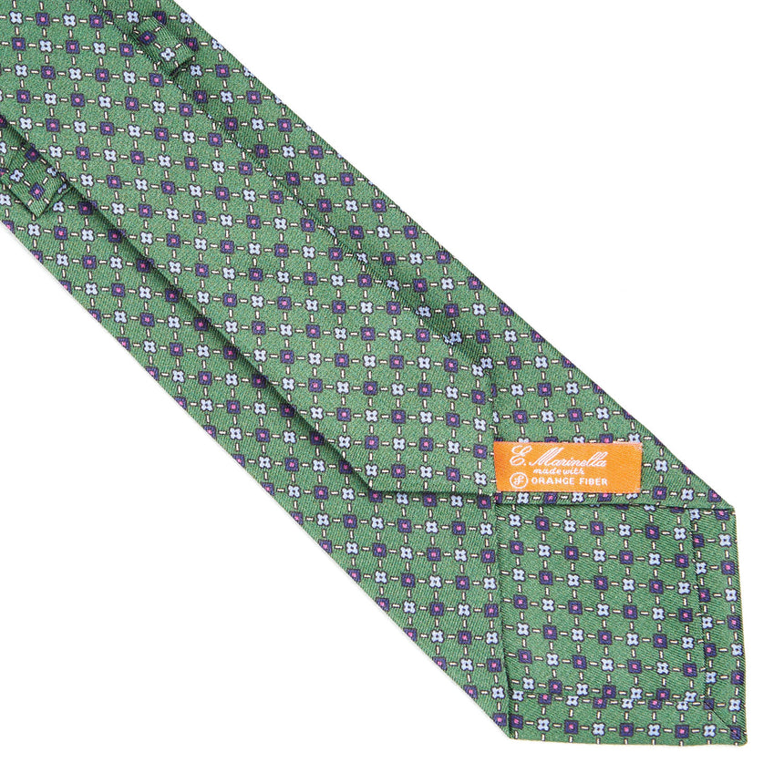 DARK GREEN SILK AND ORANGE FIBER TIE