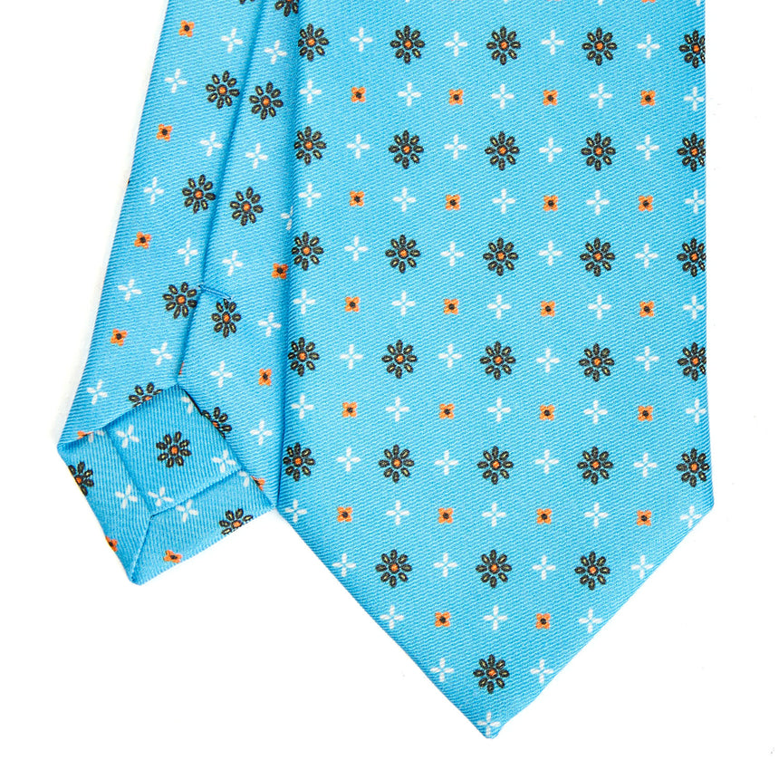 LIGHT BLUE SILK AND ORANGE FIBER TIE