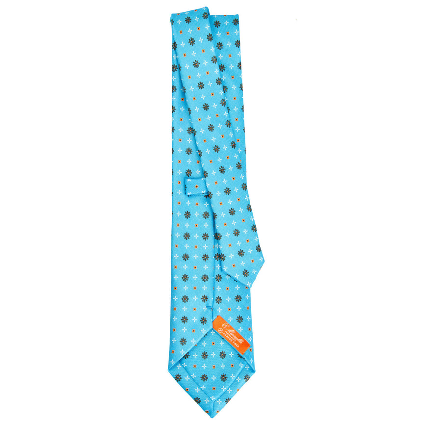 LIGHT BLUE SILK AND ORANGE FIBER TIE