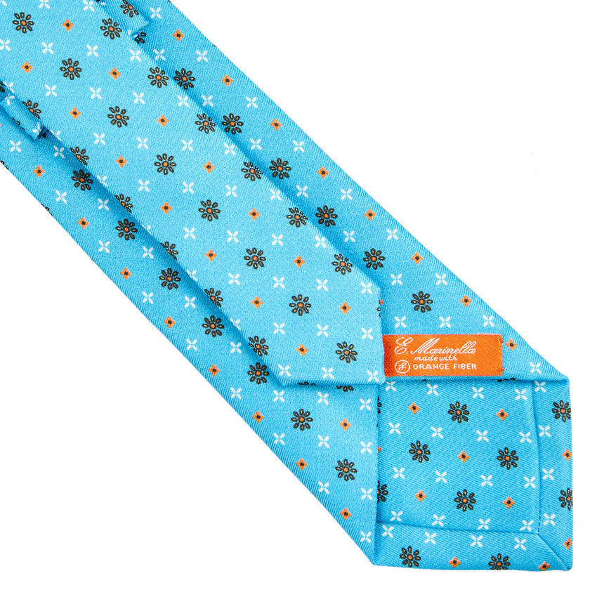 LIGHT BLUE SILK AND ORANGE FIBER TIE