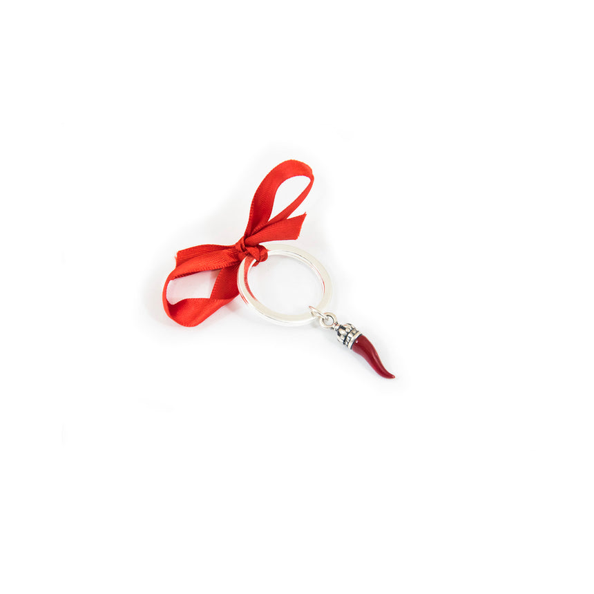 RED SILVER KEYRING HORN