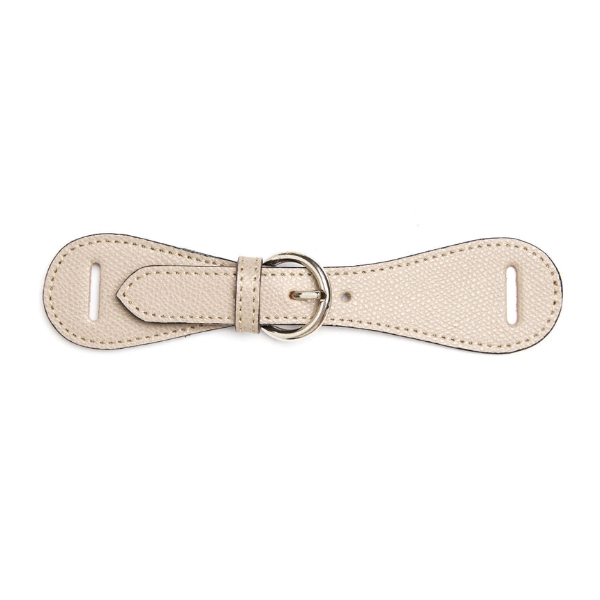 BEIGE LEATHER SCARF-BUCKLE