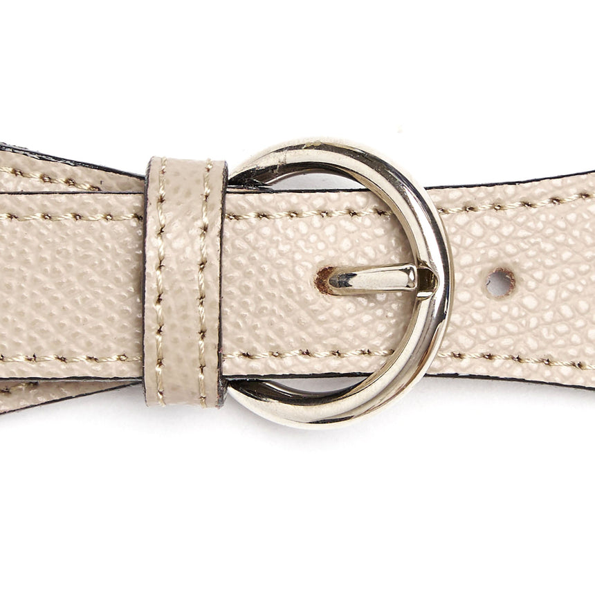 BEIGE LEATHER SCARF-BUCKLE