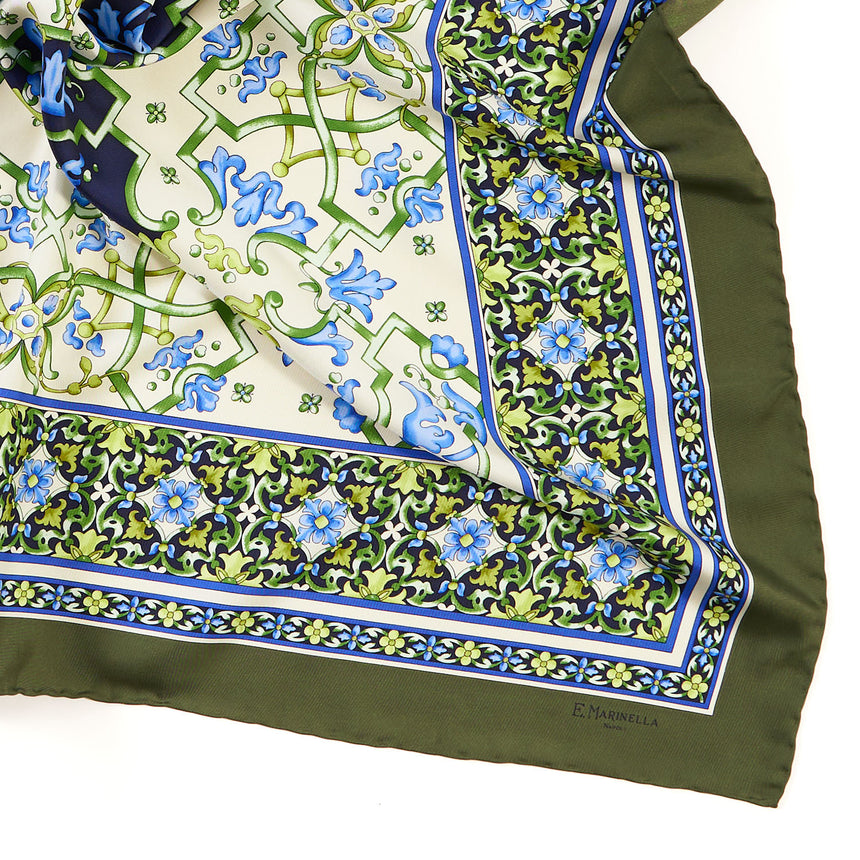 OLIVE GREEN SILK SCARF 90