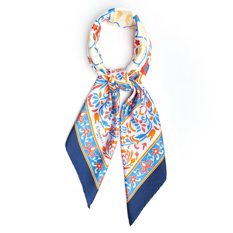 BLUE AND RED SILK SCARF 90