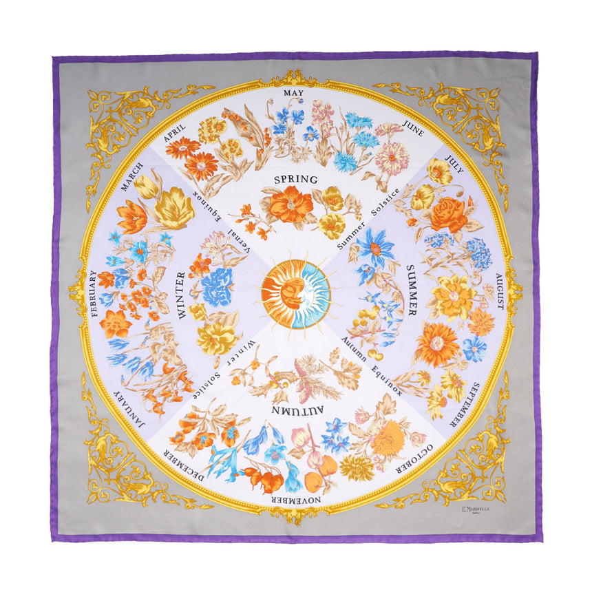 FOULARD IN SETA 90 VIOLA E TORTORA