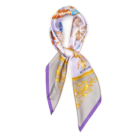 VIOLET AND TAUPE SILK SCARF 90