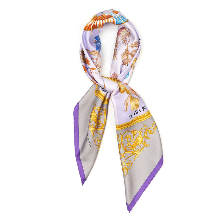 VIOLET AND TAUPE SILK SCARF 90