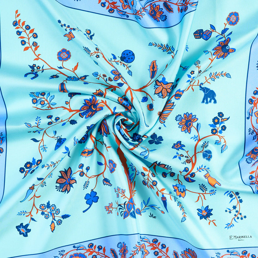 LIGHT BLUE SILK SCARF 90