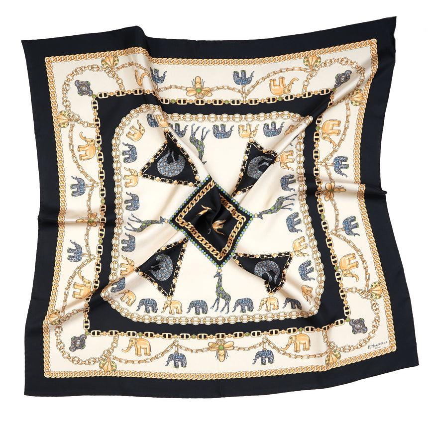 BLACK SILK SCARF 90