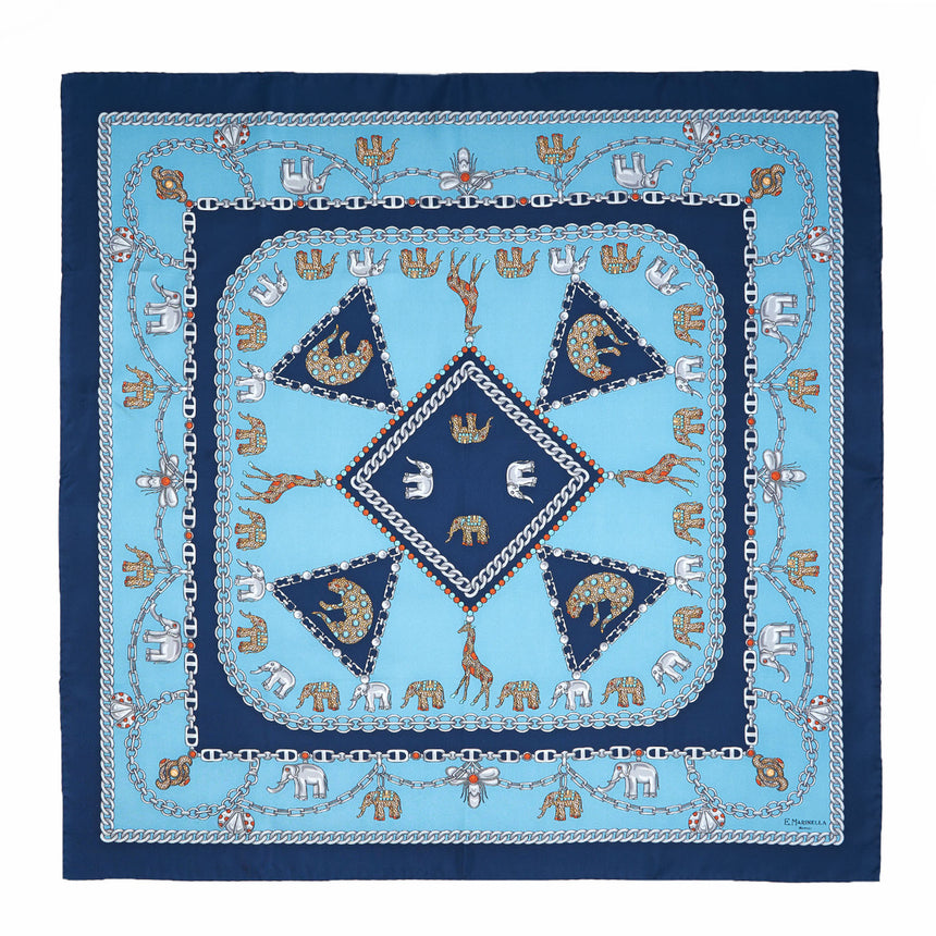 DARK BLUE SILK SCARF 90