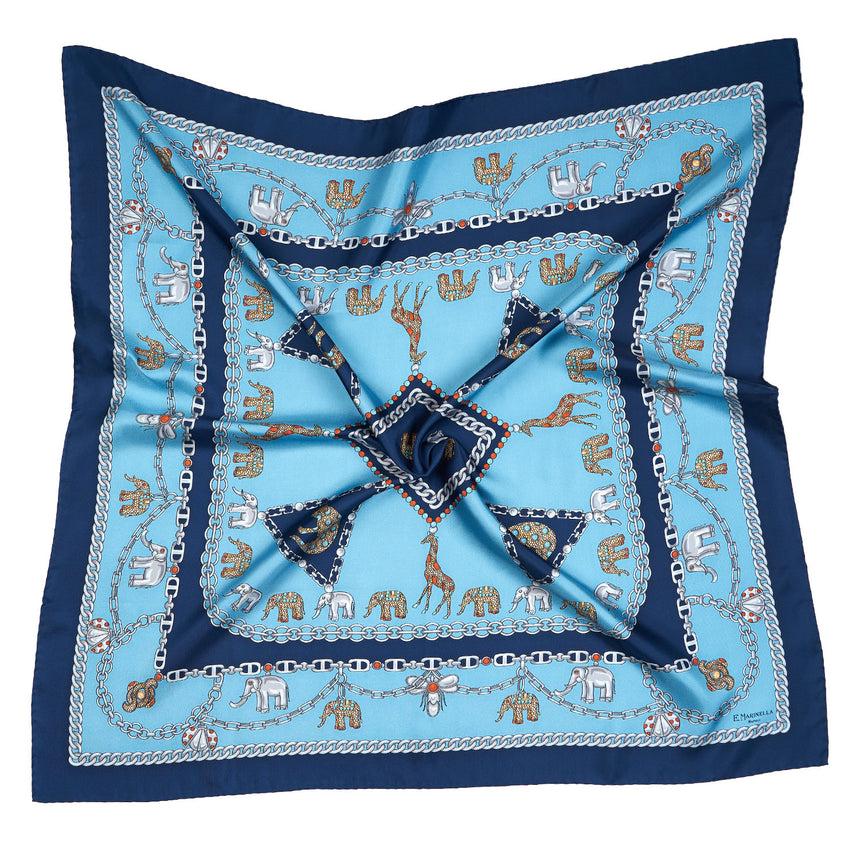 FOULARD IN SETA 90 BLU SCURO