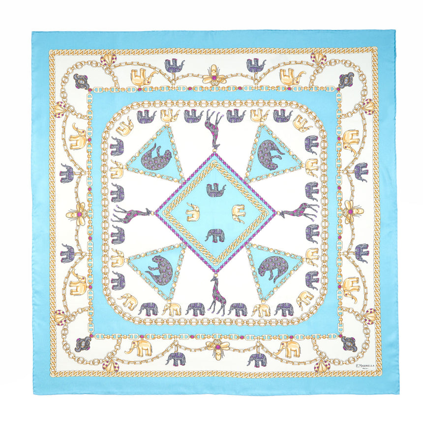 FOULARD IN SETA 90 AZZURRO