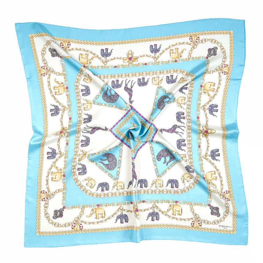 FOULARD IN SETA 90 AZZURRO