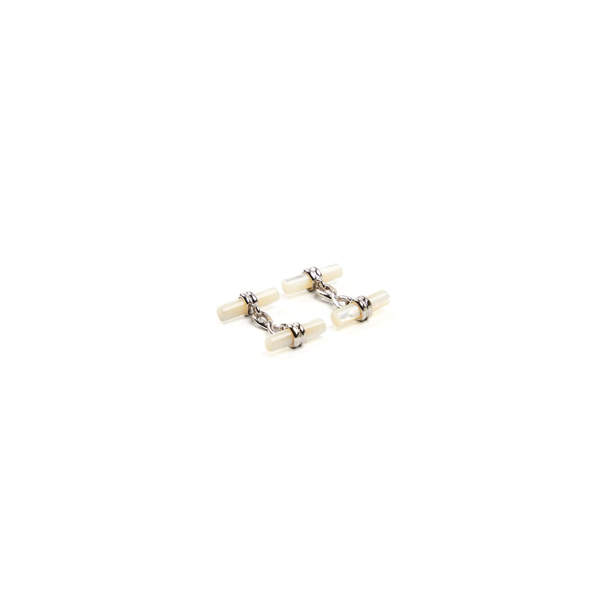 WHITE DOUBLE BAR CUFFLINKS