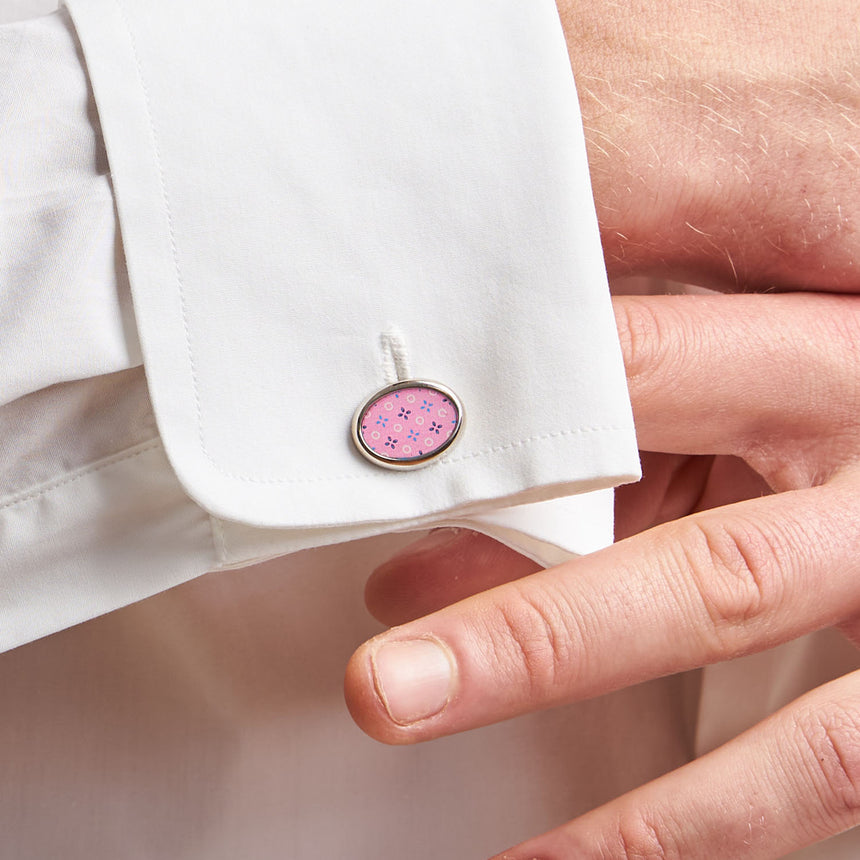 PINK SILVER CUFFLINKS