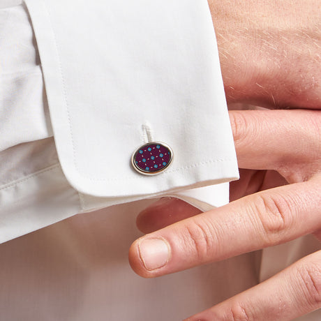 BURGUNDY SILVER CUFFLINKS