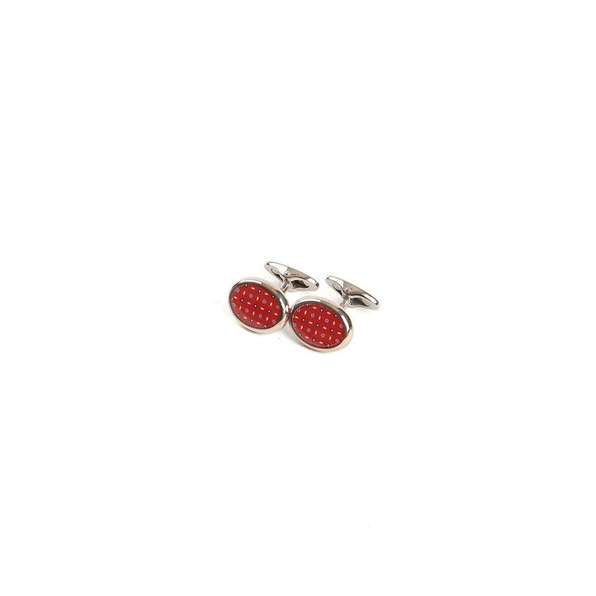 BURGUNDY SILVER CUFFLINKS