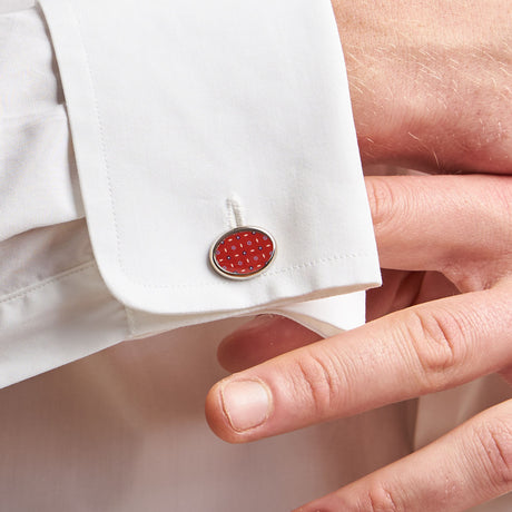 BURGUNDY SILVER CUFFLINKS