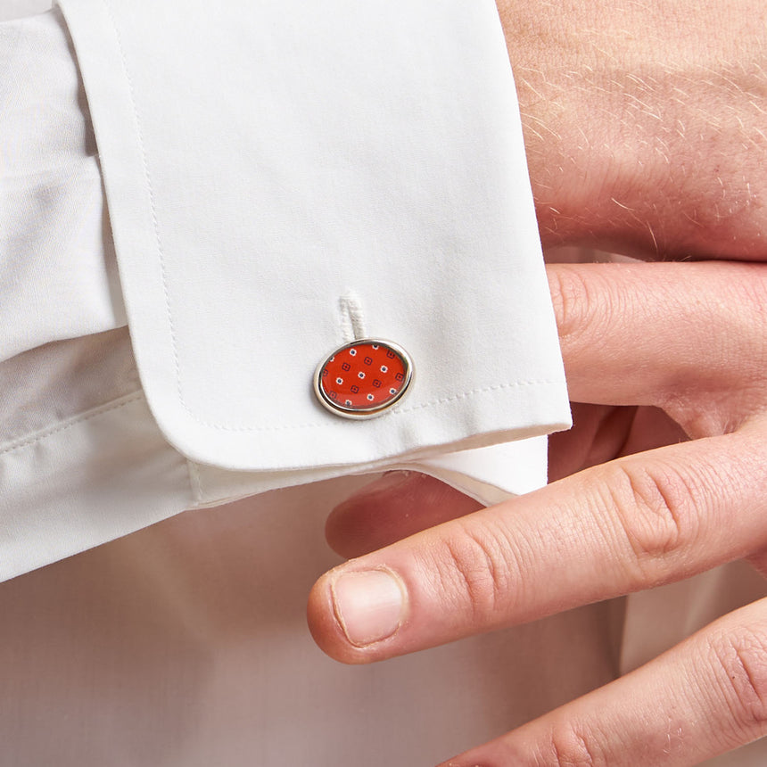 RED SILVER CUFFLINKS