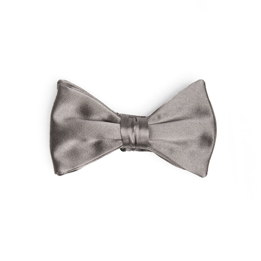 DARK GREY PRE-KNOTTED SILK SATIN BOWTIE