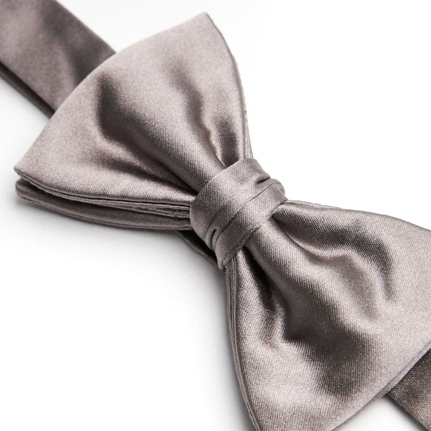 DARK GREY PRE-KNOTTED SILK SATIN BOWTIE