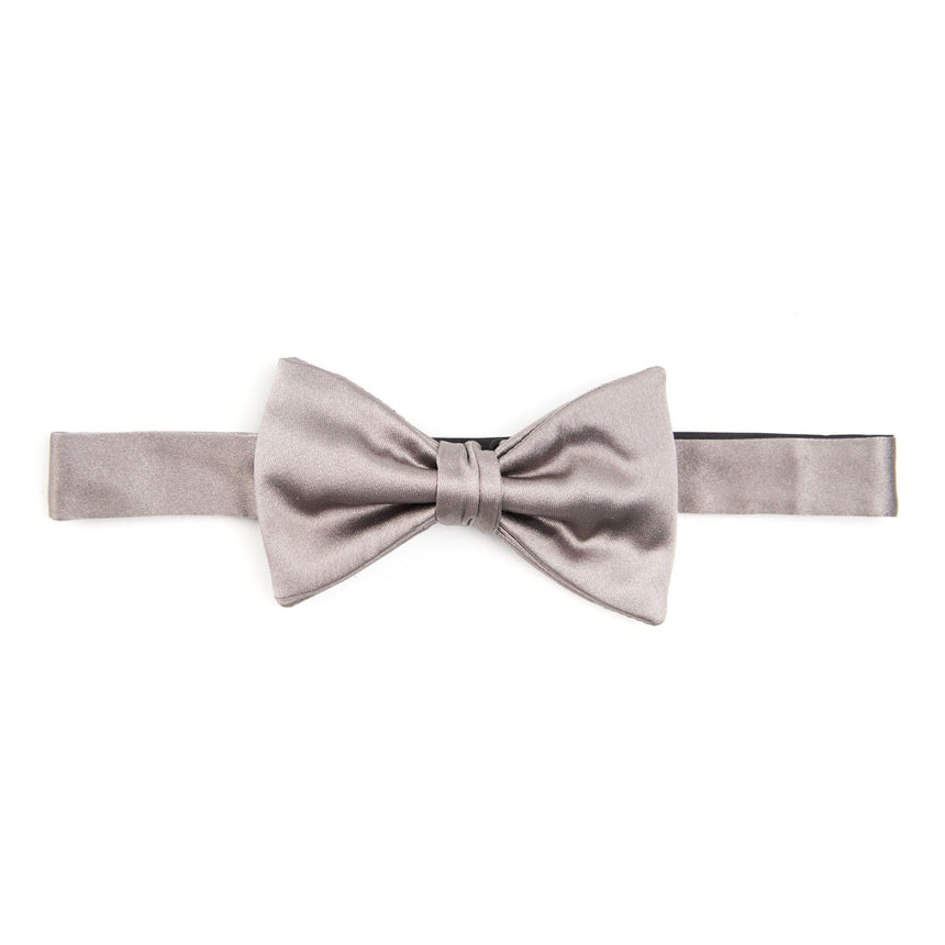 DARK GREY PRE-KNOTTED SILK SATIN BOWTIE