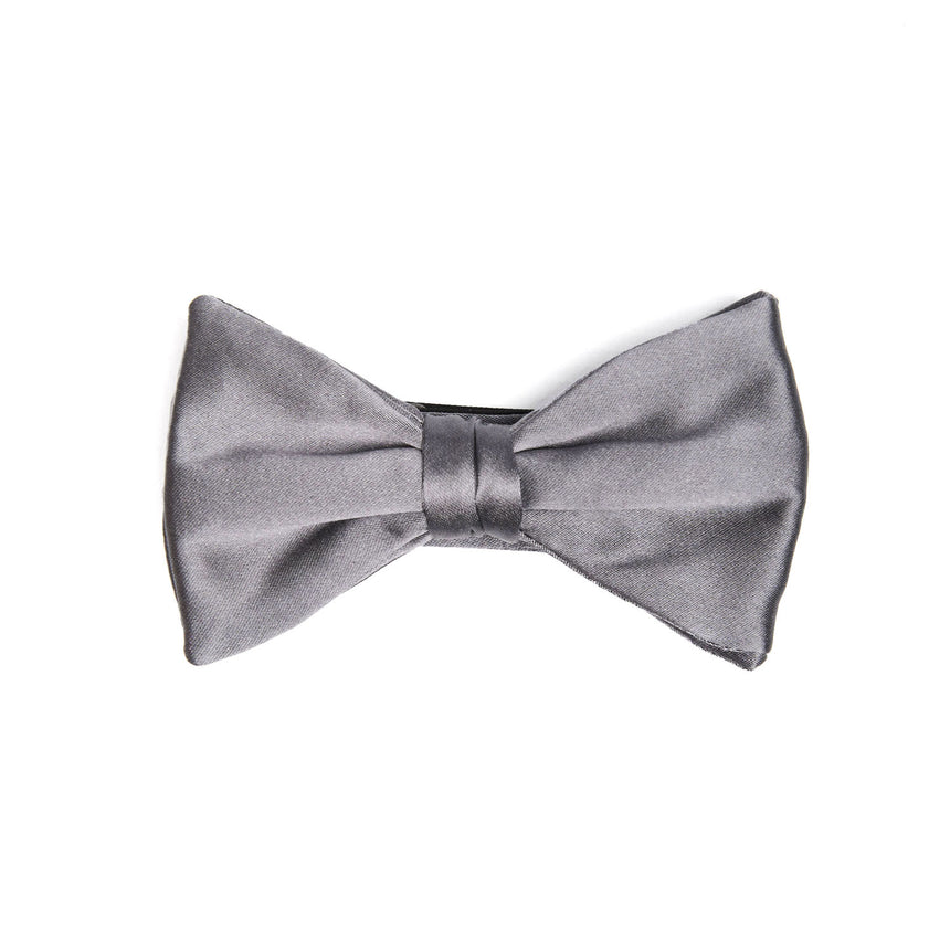 DARK GREY PRE-KNOTTED SILK SATIN BOWTIE