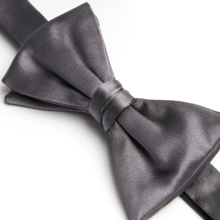 DARK GREY PRE-KNOTTED SILK SATIN BOWTIE