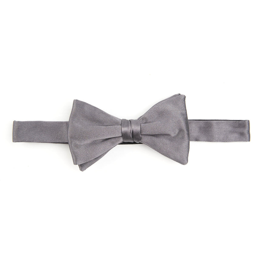 DARK GREY PRE-KNOTTED SILK SATIN BOWTIE