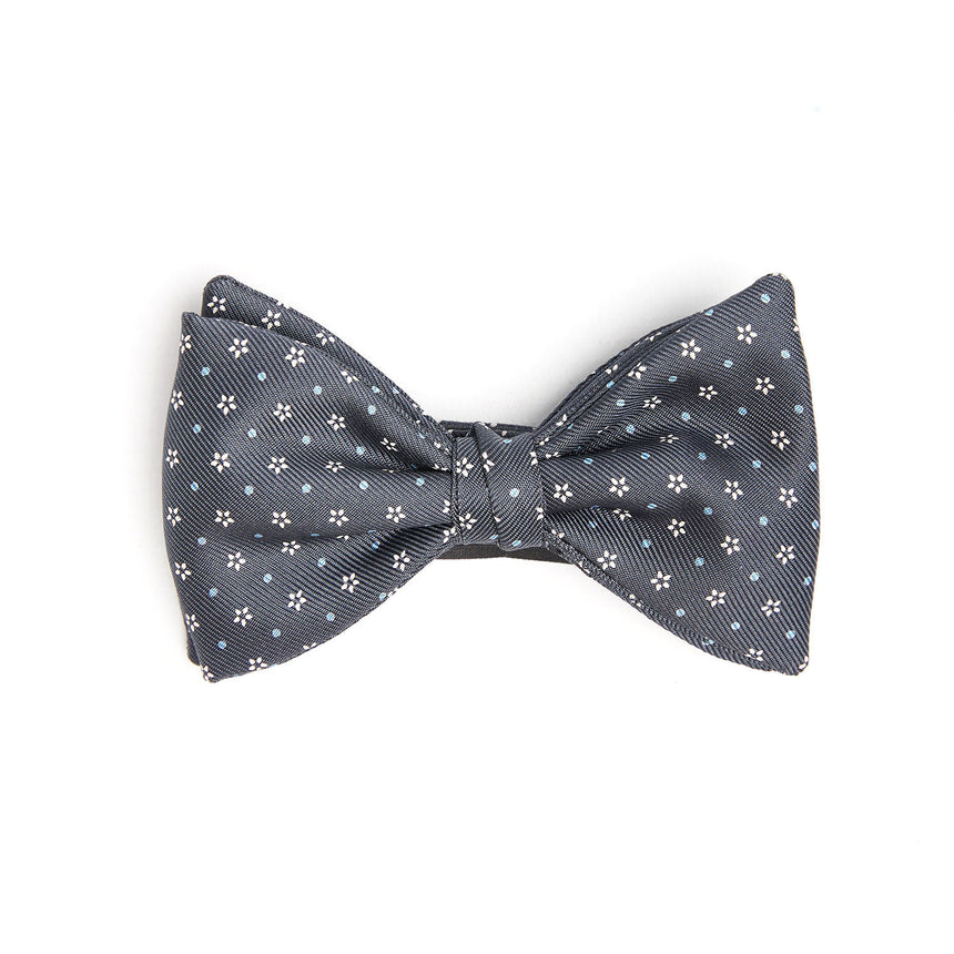 DARK GREY PRE-KNOTTED SILK BOWTIE