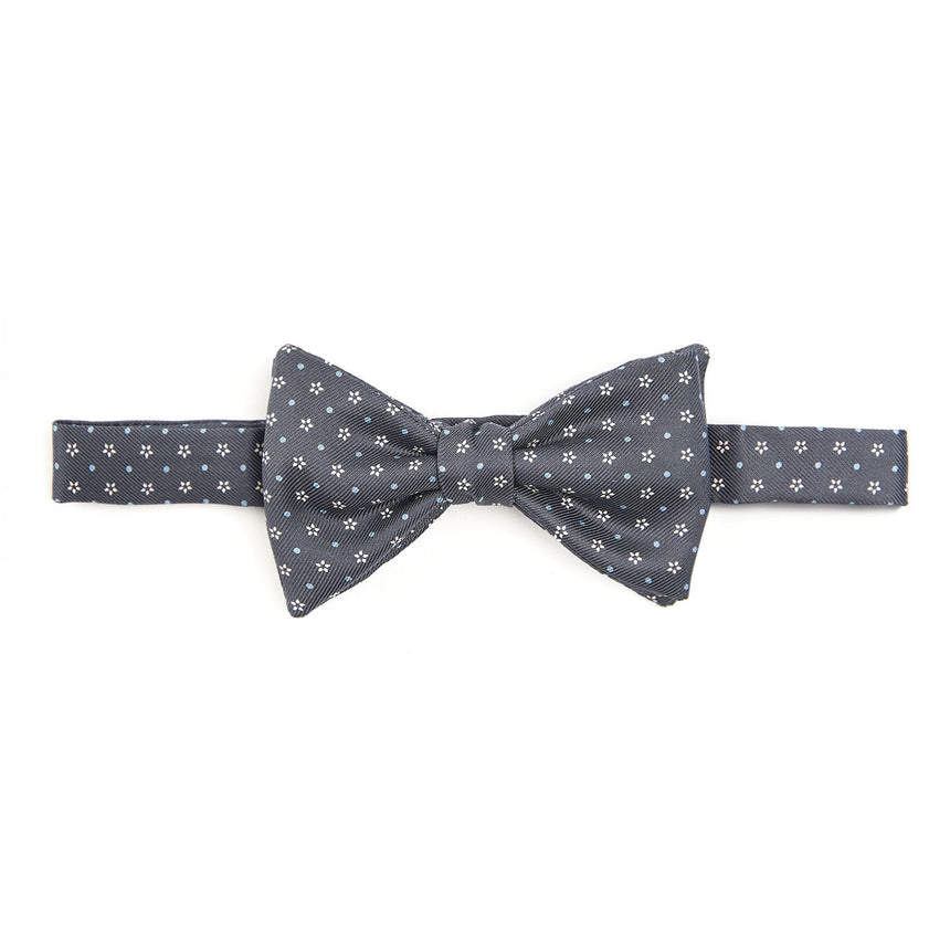 DARK GREY PRE-KNOTTED SILK BOWTIE