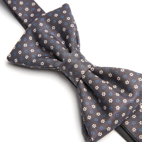 DARK GREY PRE-KNOTTED SILK BOWTIE