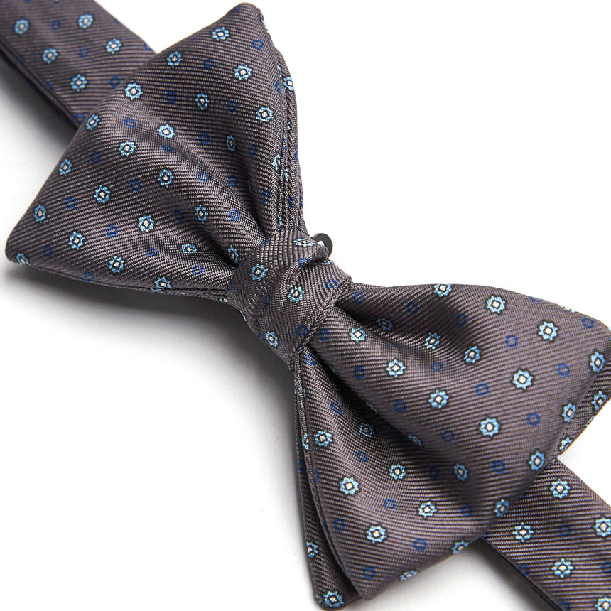 DARK GREY PRE-KNOTTED SILK BOWTIE