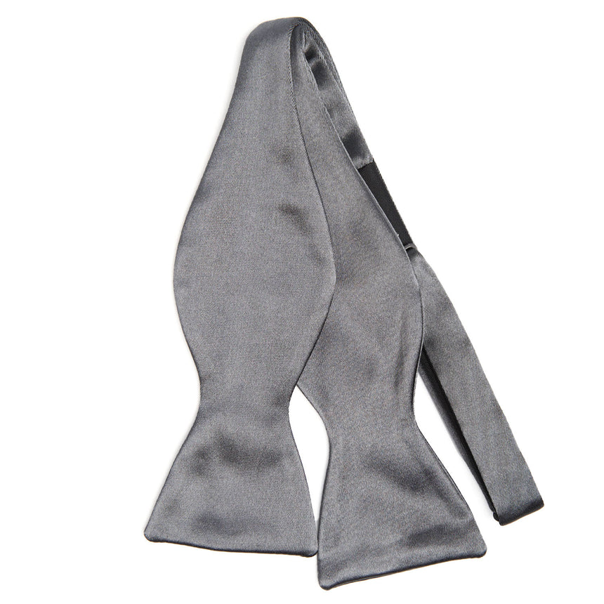 DARK GREY SILK SATIN BOWTIE TO SELF-TIE