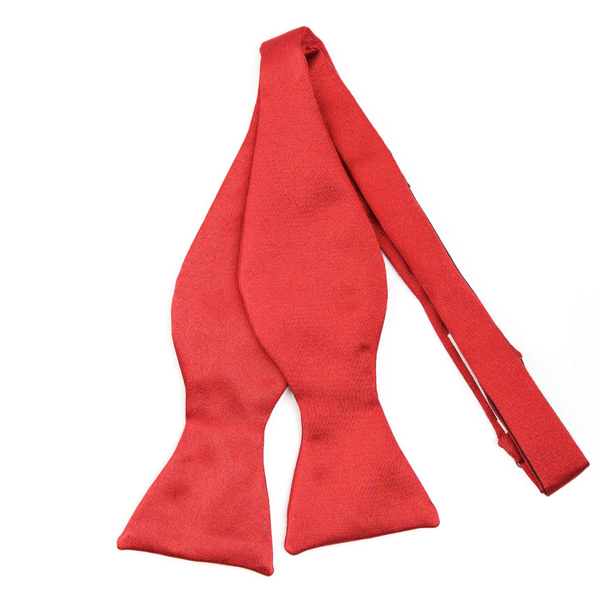 RED SILK SATIN BOWTIE TO SELF-TIE